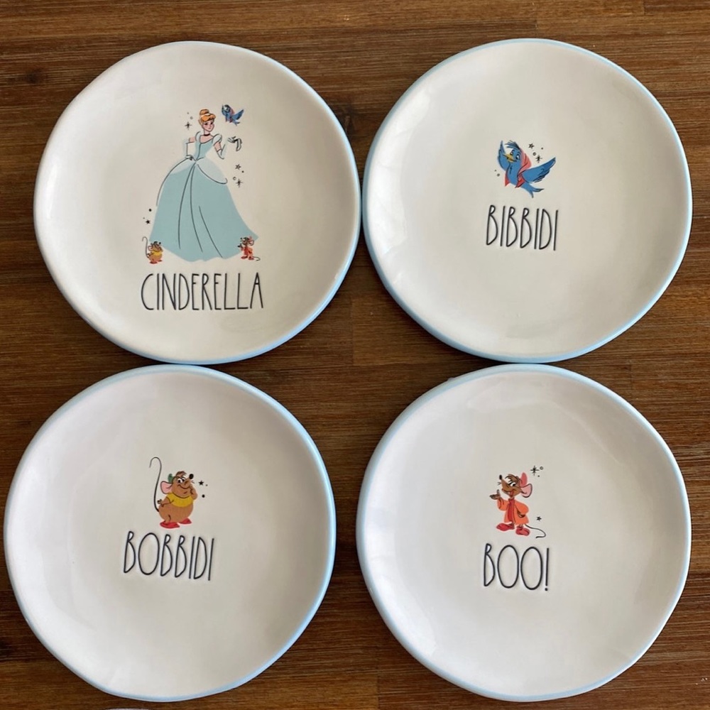 NWT Rae Dunn Disney Cinderella 4pc Appetizer Plates